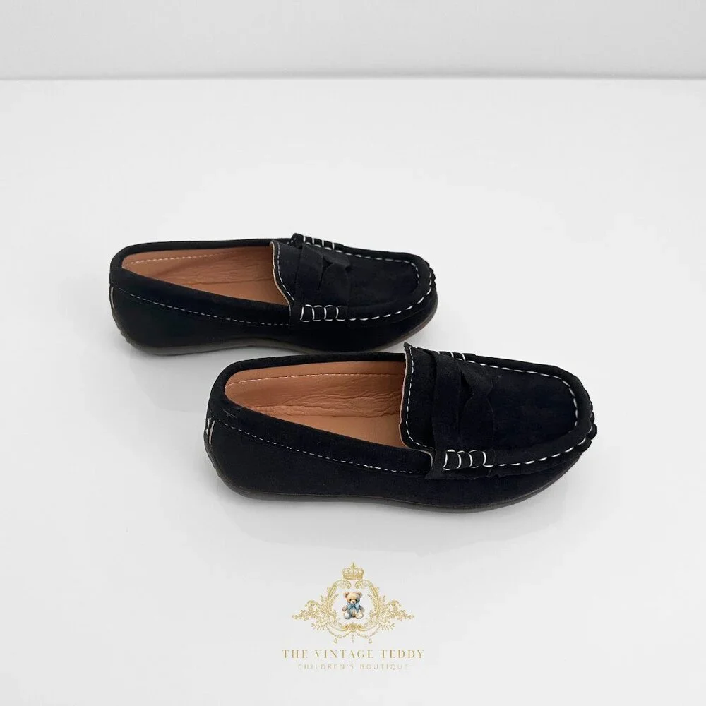 NWT Handsome Boys Vintage Style Classic Loafers Cute Children's Shoes Black 12.5